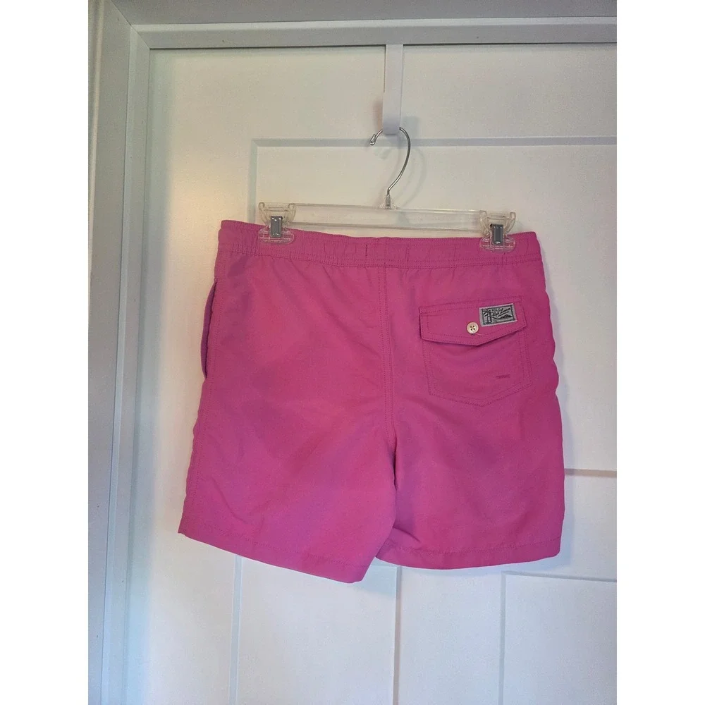 Polo Ralph Lauren Boys Pink Swim Trunks Shorts Pony Logo Size M 10-12